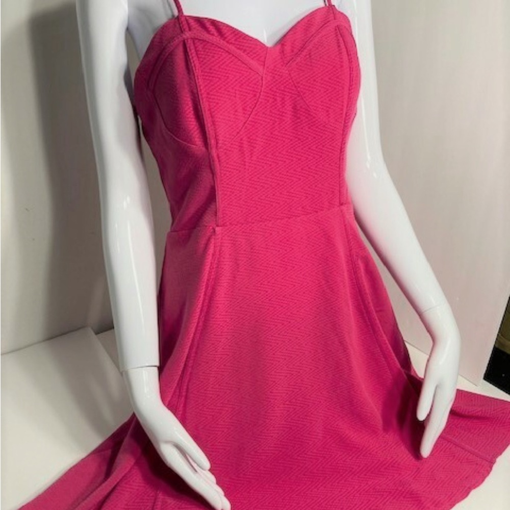 PINK WOMEN'S/JUNIORS CANDIES MOLDED CUP DRESS LG Spaghetti Strap Smocked Back